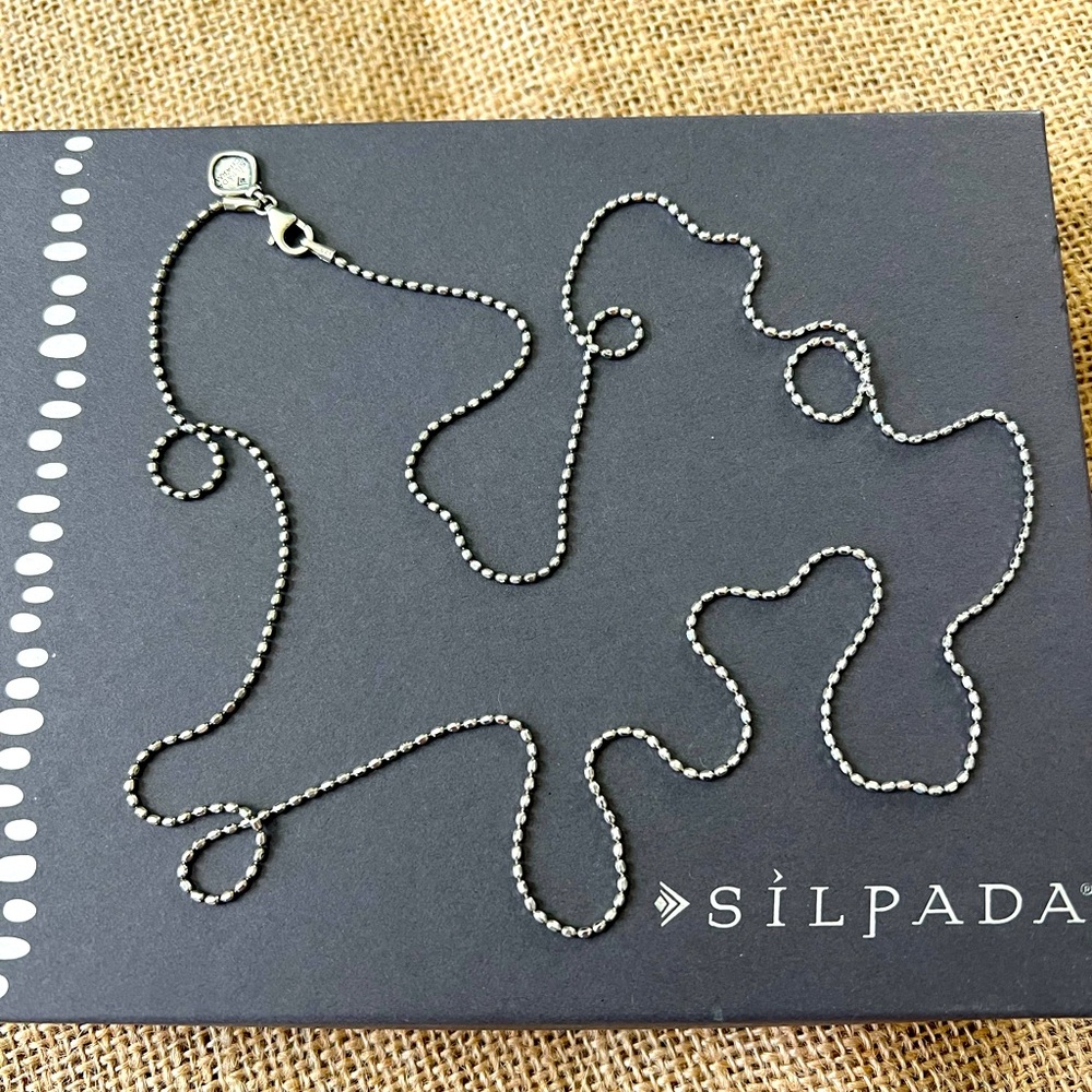 RARE Silpada Sparkly Faceted .925 Sterling Silver 36” Charm Chain Necklace HTF